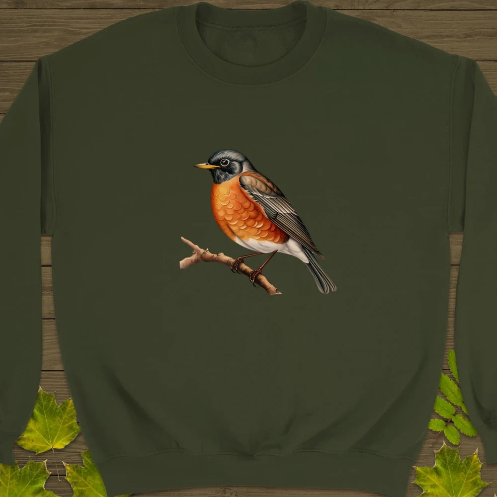 Artistic American Robin Crewneck Sweatshirt Military Green