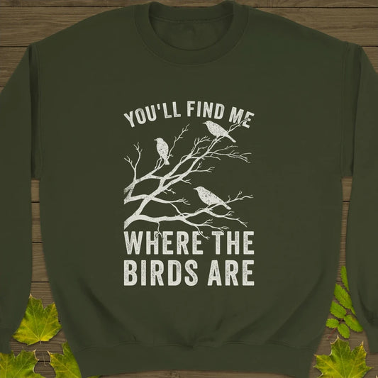 Where The Birds Are Crewneck Sweatshirt Military Green