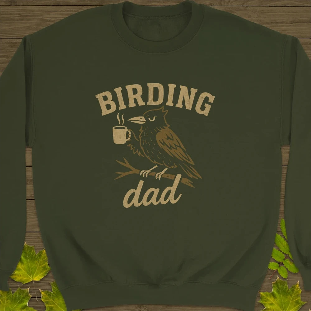 Birding Dad Crewneck Sweatshirt Military Green