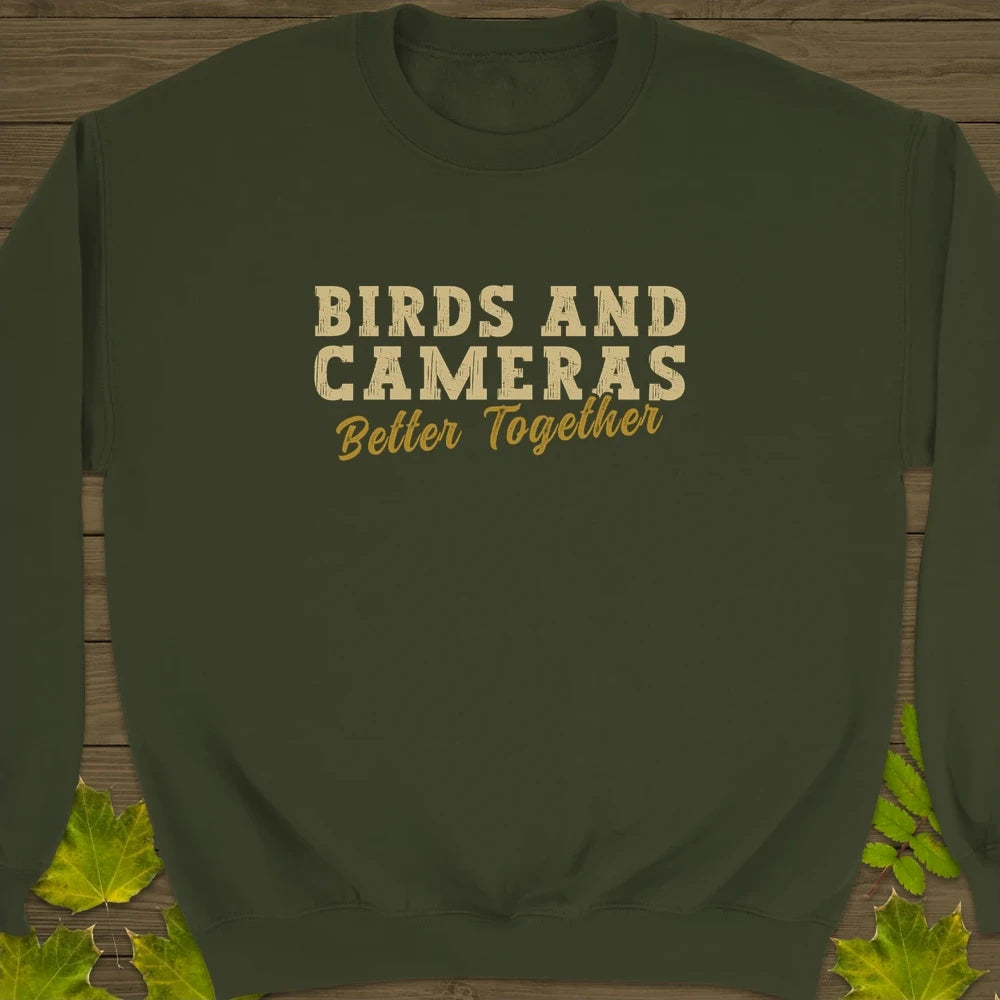 Birds And Cameras Crewneck Sweatshirt Military Green