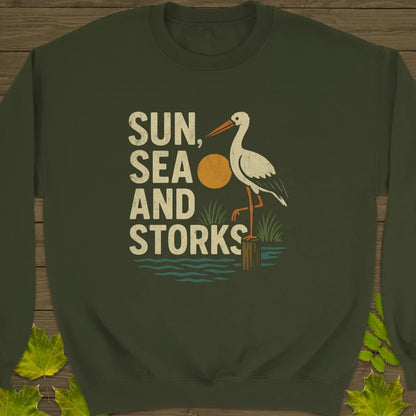 Sun, Sea and Storks Crewneck Sweatshirt