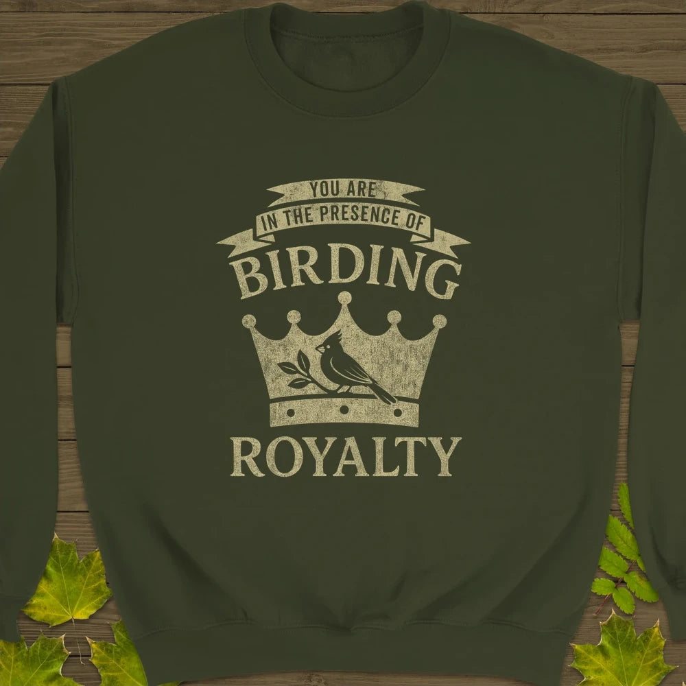 Birding Royalty Crewneck Sweatshirt Military Green