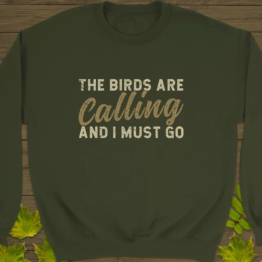 Birds Are Calling Crewneck Sweatshirt Military Green