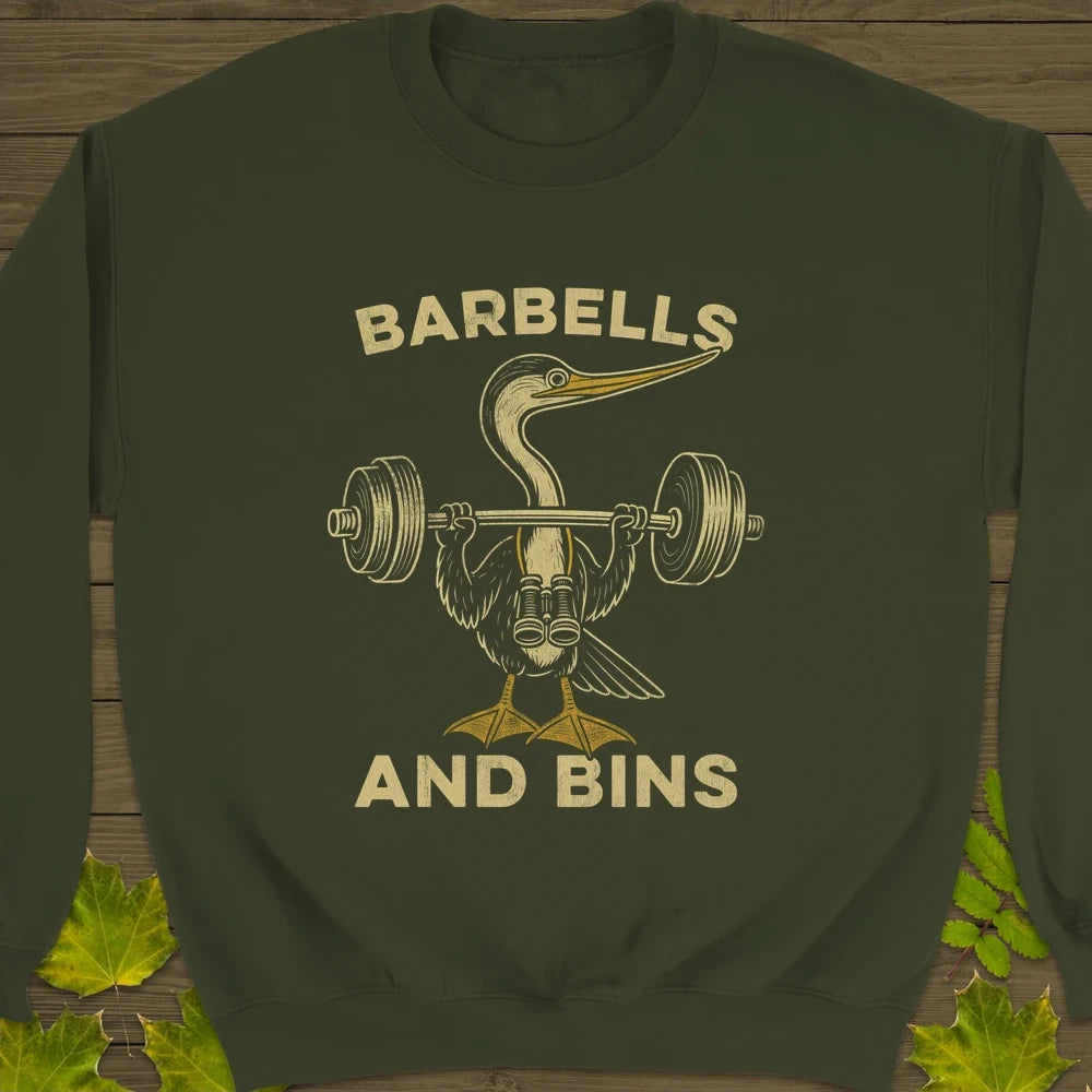 Barbells and Bins Crewneck Sweatshirt Military Green