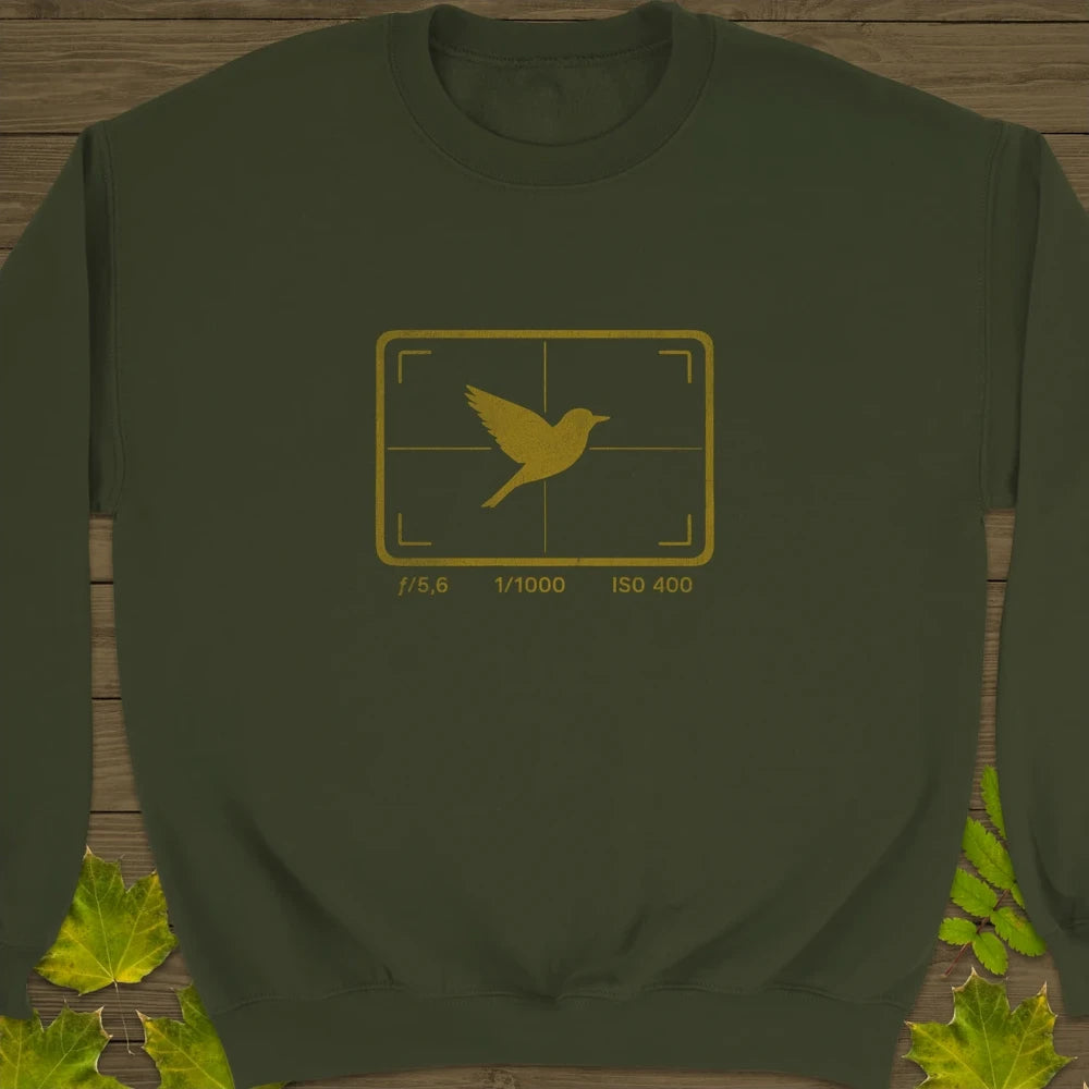 ISO 400 Bird Photography Crewneck Sweatshirt Military Green