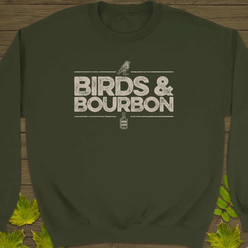 Birds & Bourbon Crewneck Sweatshirt Military Green