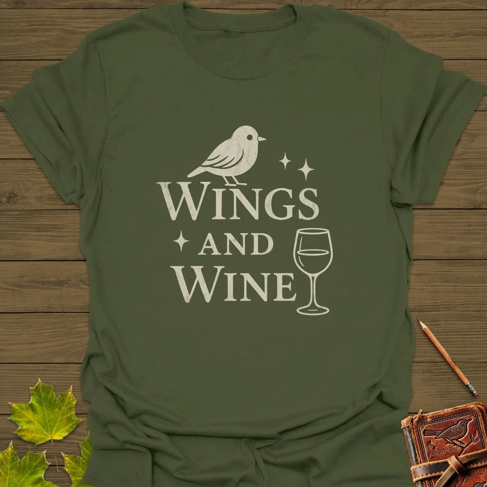 Wings and Wine T-Shirt Military Green