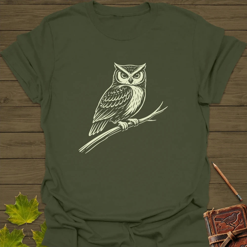 Silent Watcher Owl T-Shirt Military Green