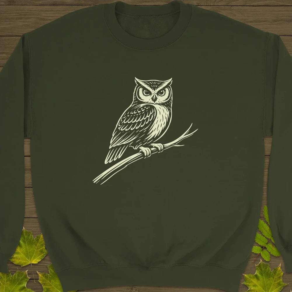 Silent Watcher Owl Sweatshirt Military Green