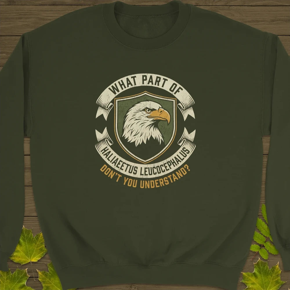 Nerdy Bald Eagle Sweatshirt Military Green