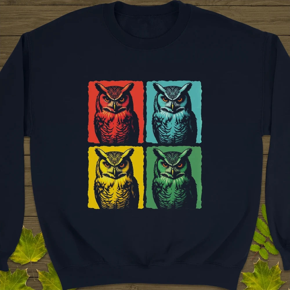 Owl Pop Art Crewneck Sweatshirt Navy