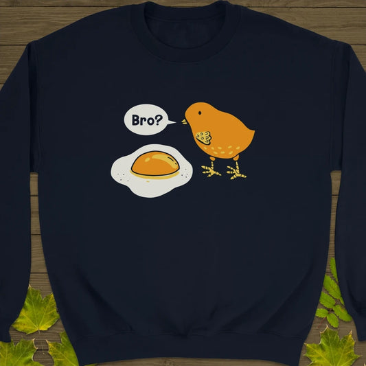 Bro? Chick and Egg Crewneck Sweatshirt Navy