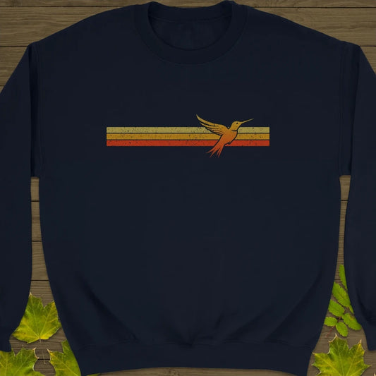Retro Stripe Hummingbird Crewneck Sweatshirt Navy