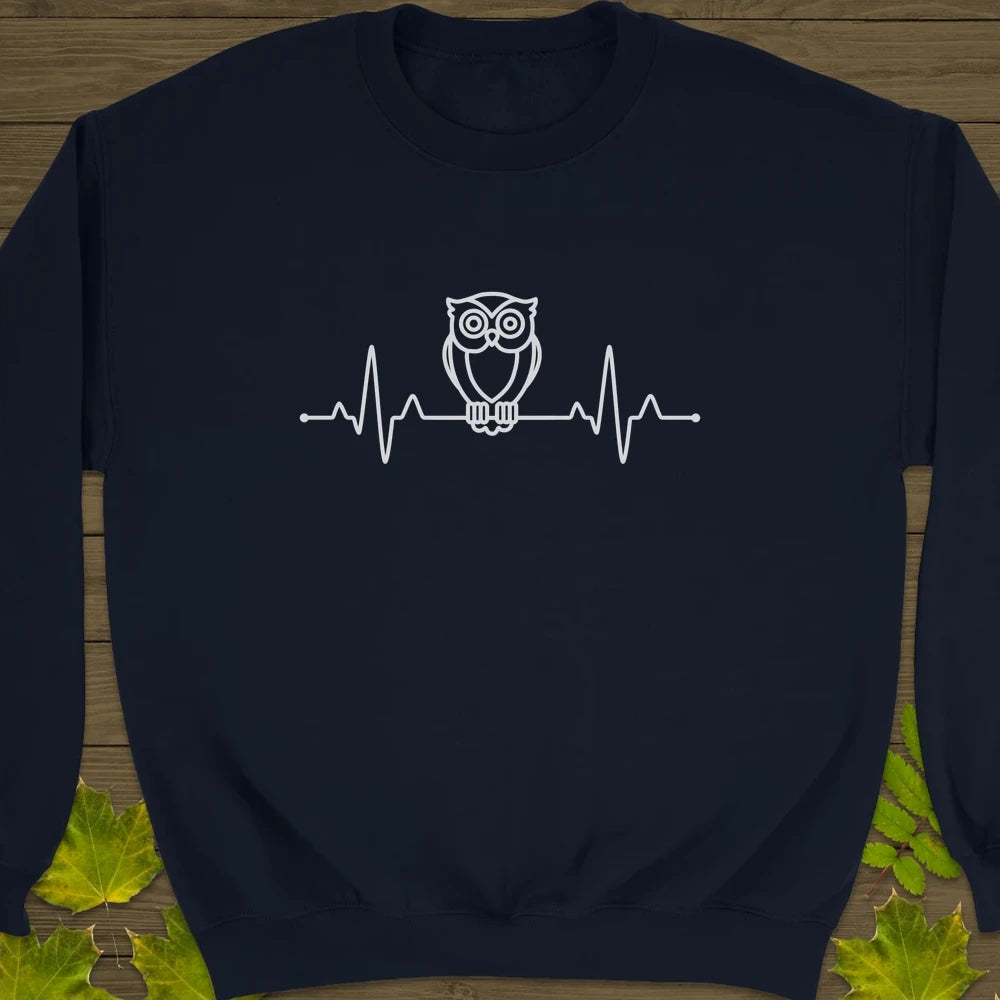 Owl Heartbeat Crewneck Sweatshirt Navy