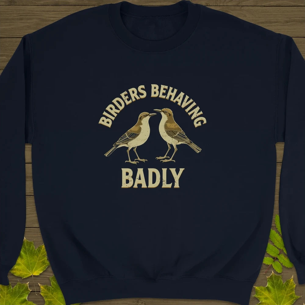 Birders Behaving Badly Crewneck Sweatshirt Navy