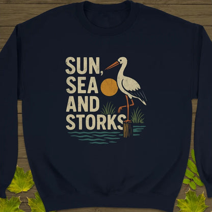 Sun, Sea and Storks Crewneck Sweatshirt Navy