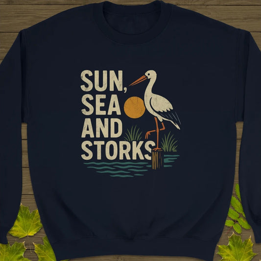 Sun, Sea and Storks Crewneck Sweatshirt Navy
