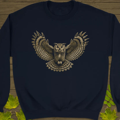 Winged Wisdom Owl Crewneck Sweatshirt Navy