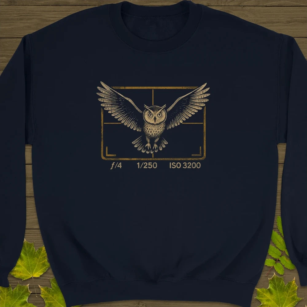 Owl and Camera Frame Crewneck Sweatshirt Navy