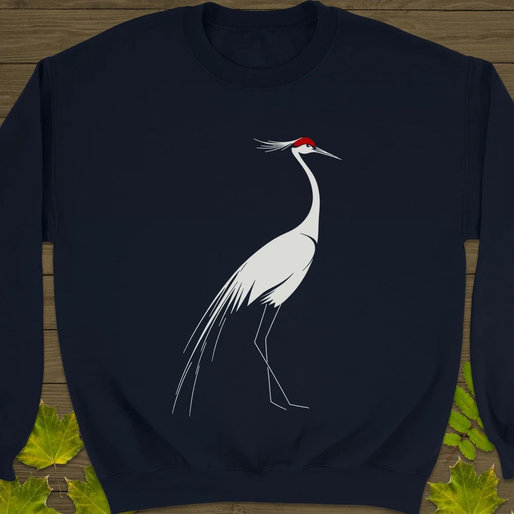 Elegant Lines Crane Crewneck Sweatshirt Navy
