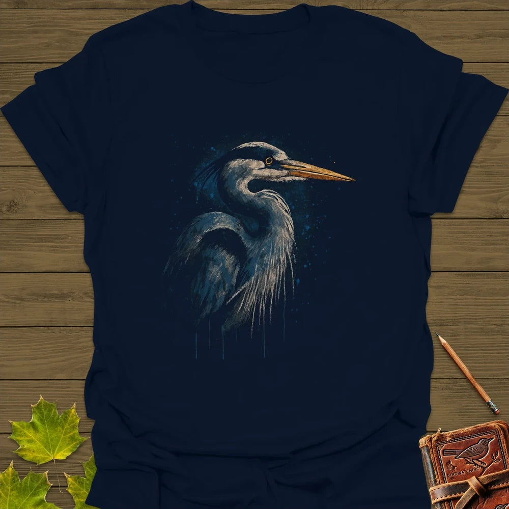 Great Blue Heron Art T-Shirt Navy