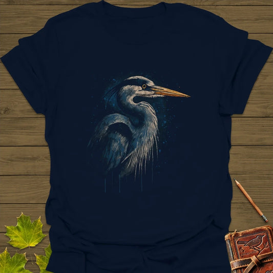 Great Blue Heron Art T-Shirt Navy