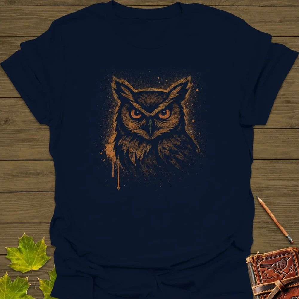 Great Horned Owl Art T-Shirt Navy
