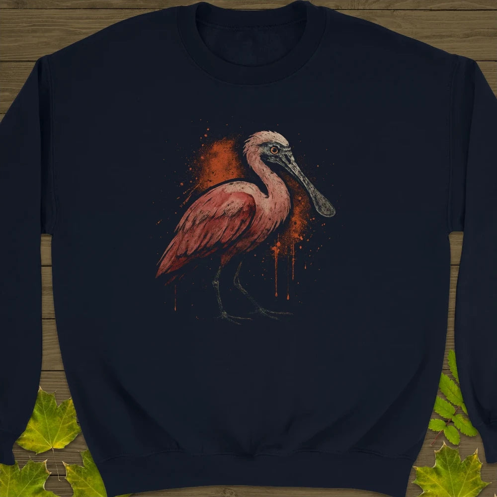 Roseate Spoonbill Art Crewneck Sweatshirt Navy