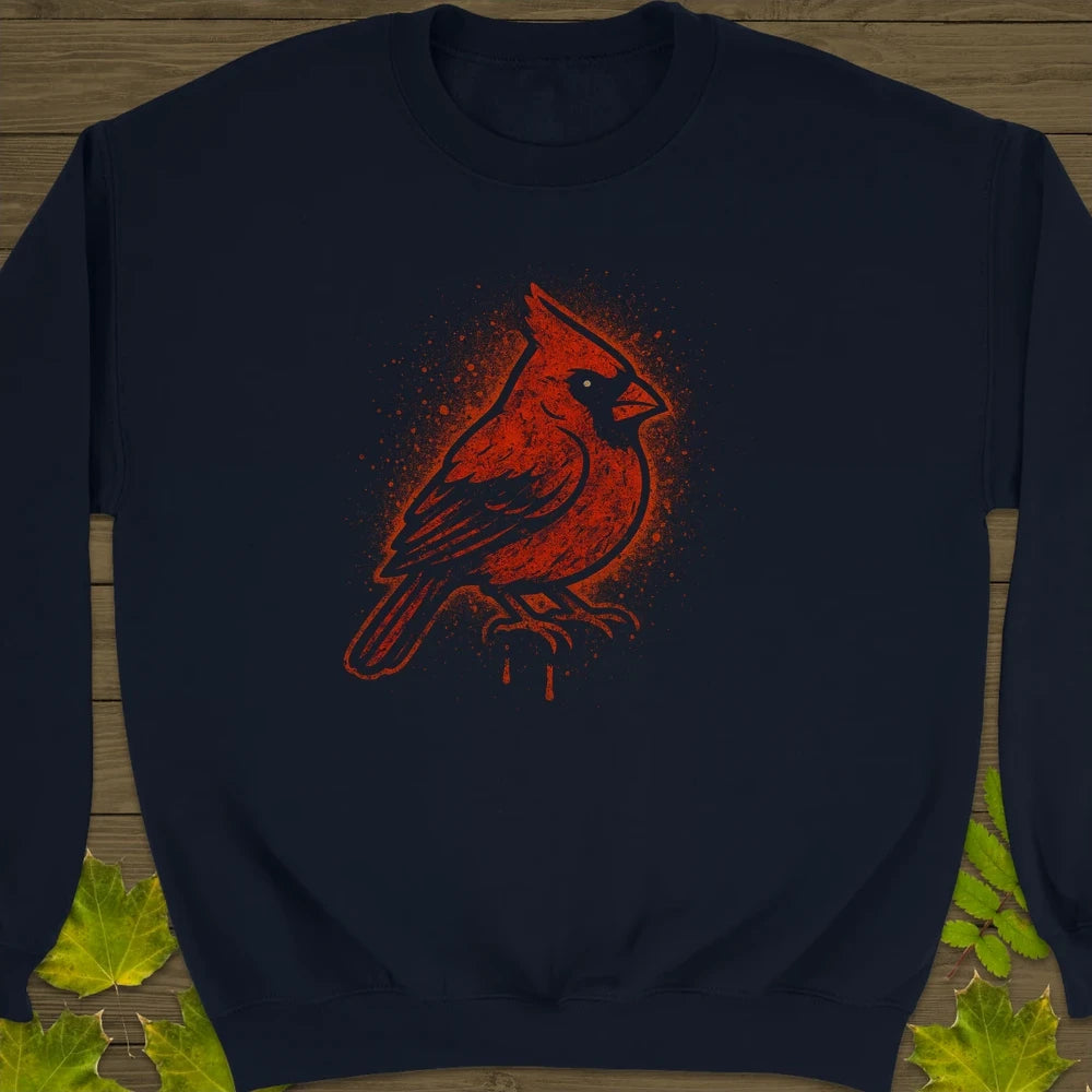 Northern Cardinal Art Crewneck Sweatshirt Navy