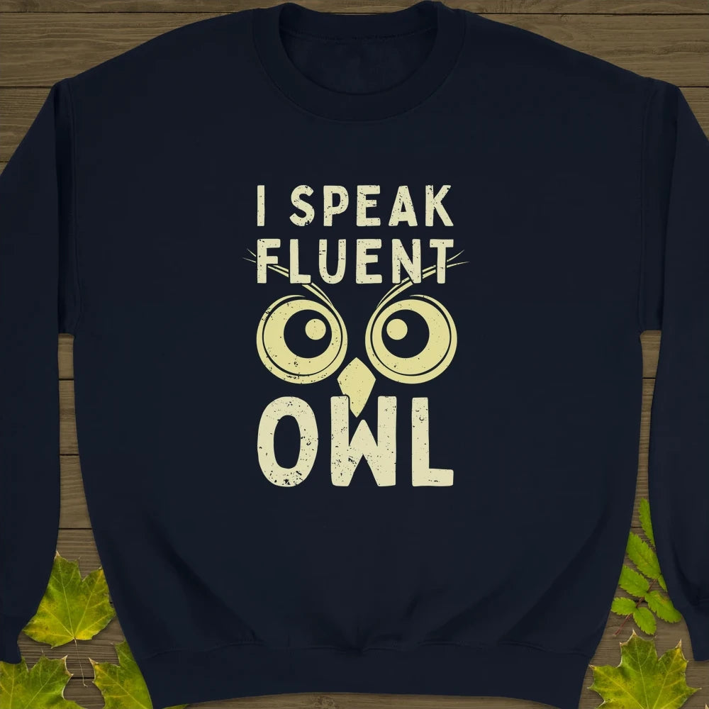 Speak Fluent Owl Crewneck Sweatshirt Navy