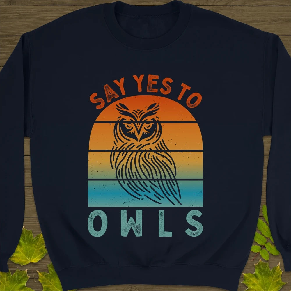 Yes To Owls Crewneck Sweatshirt Navy