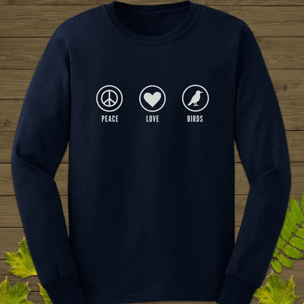 Peace, Love, Birds Long Sleeve Navy