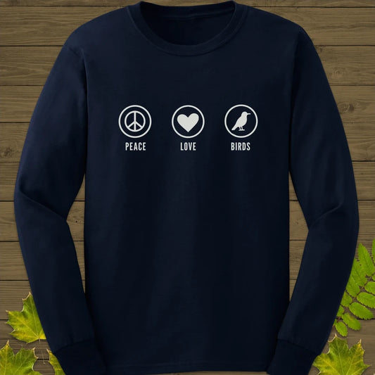 Peace, Love, Birds Long Sleeve Navy