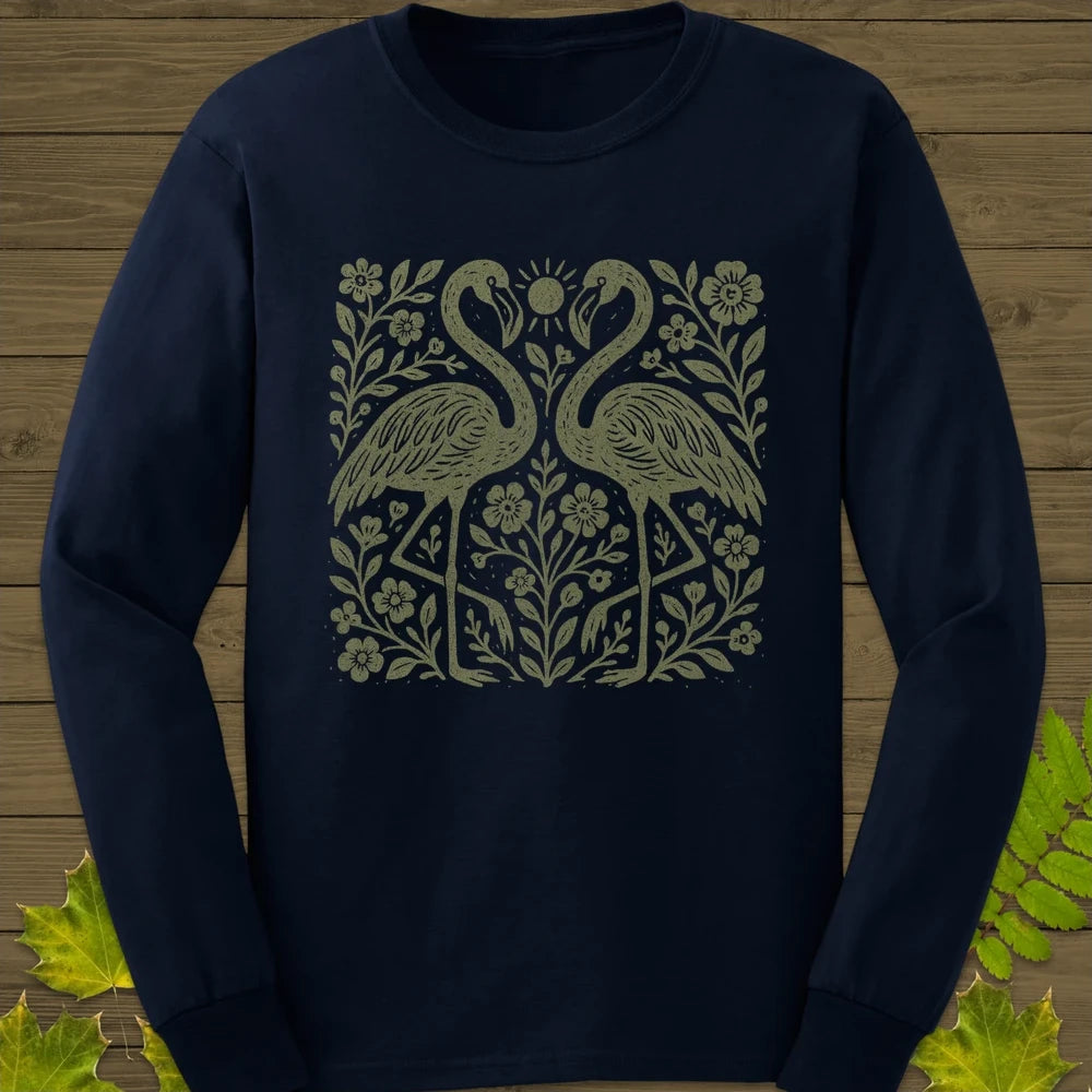 Flamingo Boho Print Long Sleeve Navy