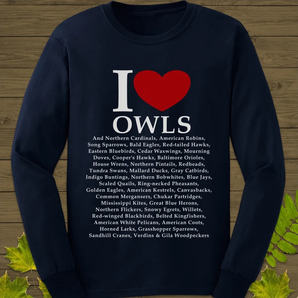 I Love Owls Long Sleeve Navy