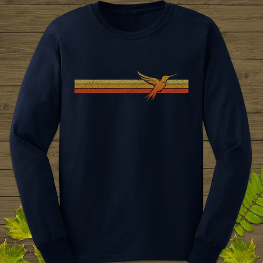 Retro Stripe Hummingbird Long Sleeve Navy