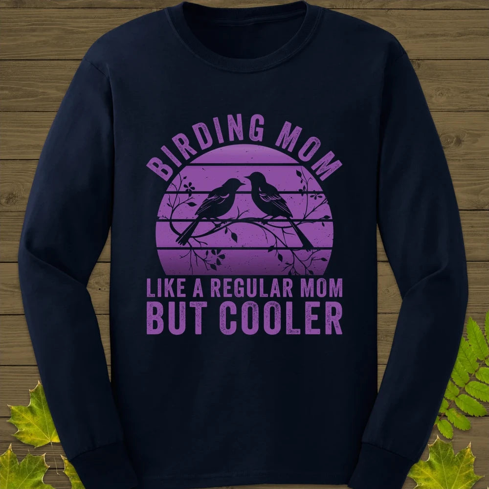 Cool Birding Mom Long Sleeve Navy
