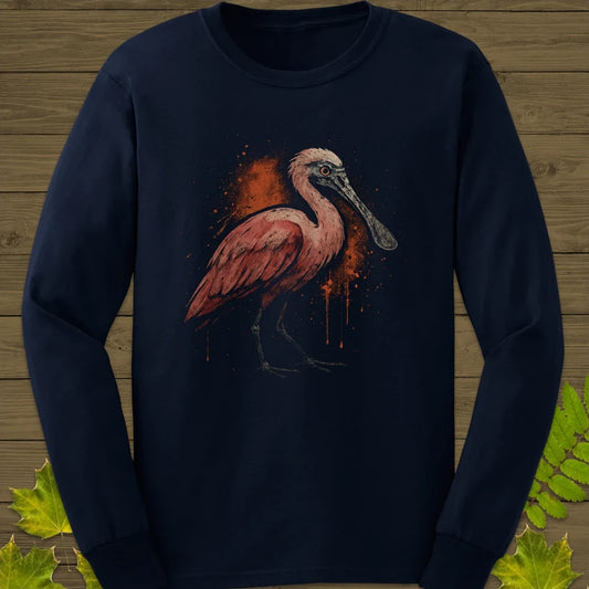 Roseate Spoonbill Art Long Sleeve Navy