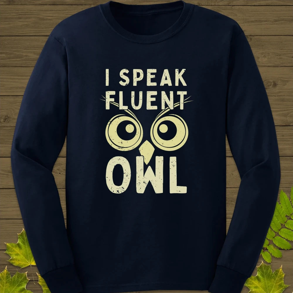 Speak Fluent Owl Long Sleeve Navy