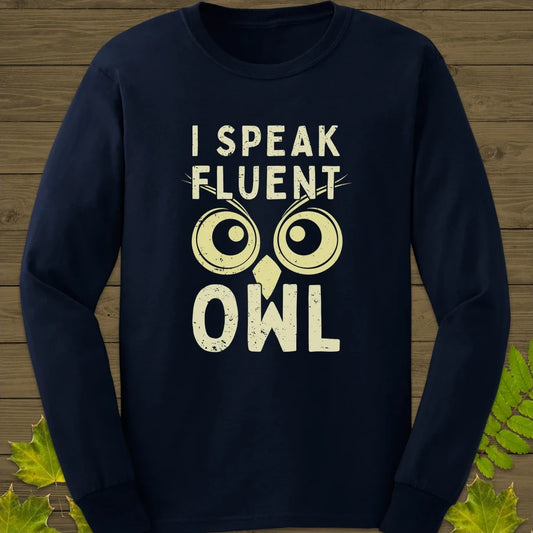 Speak Fluent Owl Long Sleeve Navy