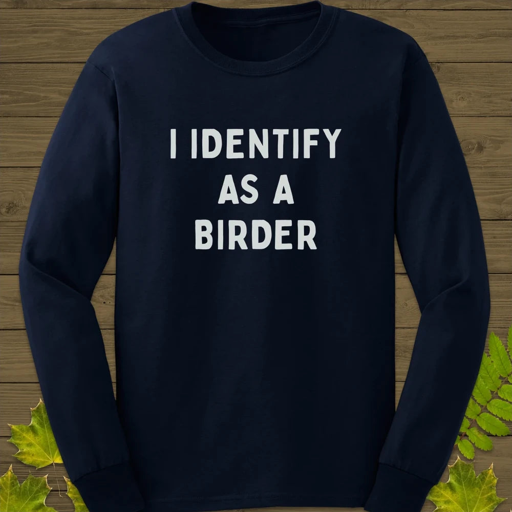 Identify As A Birder Long Sleeve Navy