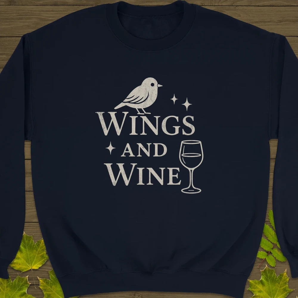 Wings and Wine Crewneck Sweatshirt Navy
