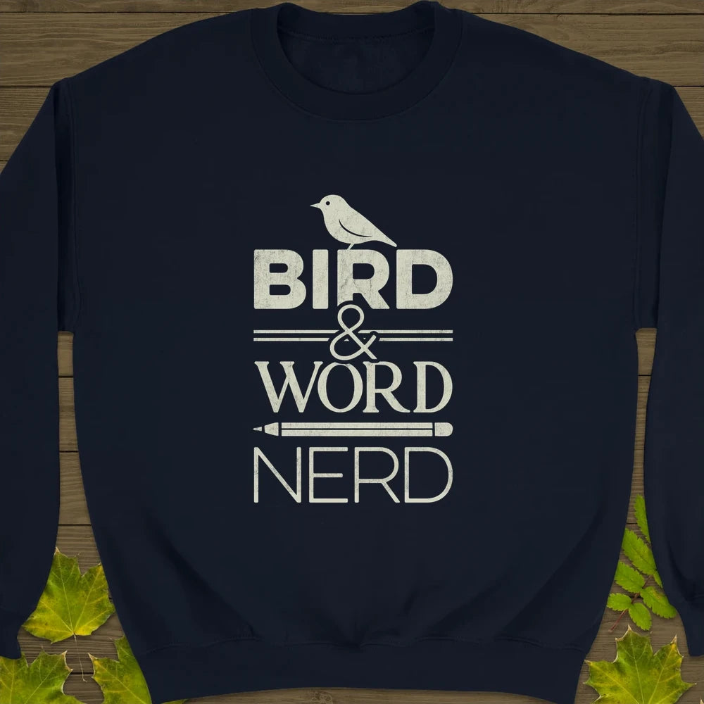 Bird Word Nerd Crewneck Sweatshirt Navy