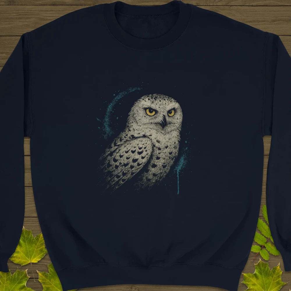 Snowy Owl Art Crewneck Sweatshirt Navy