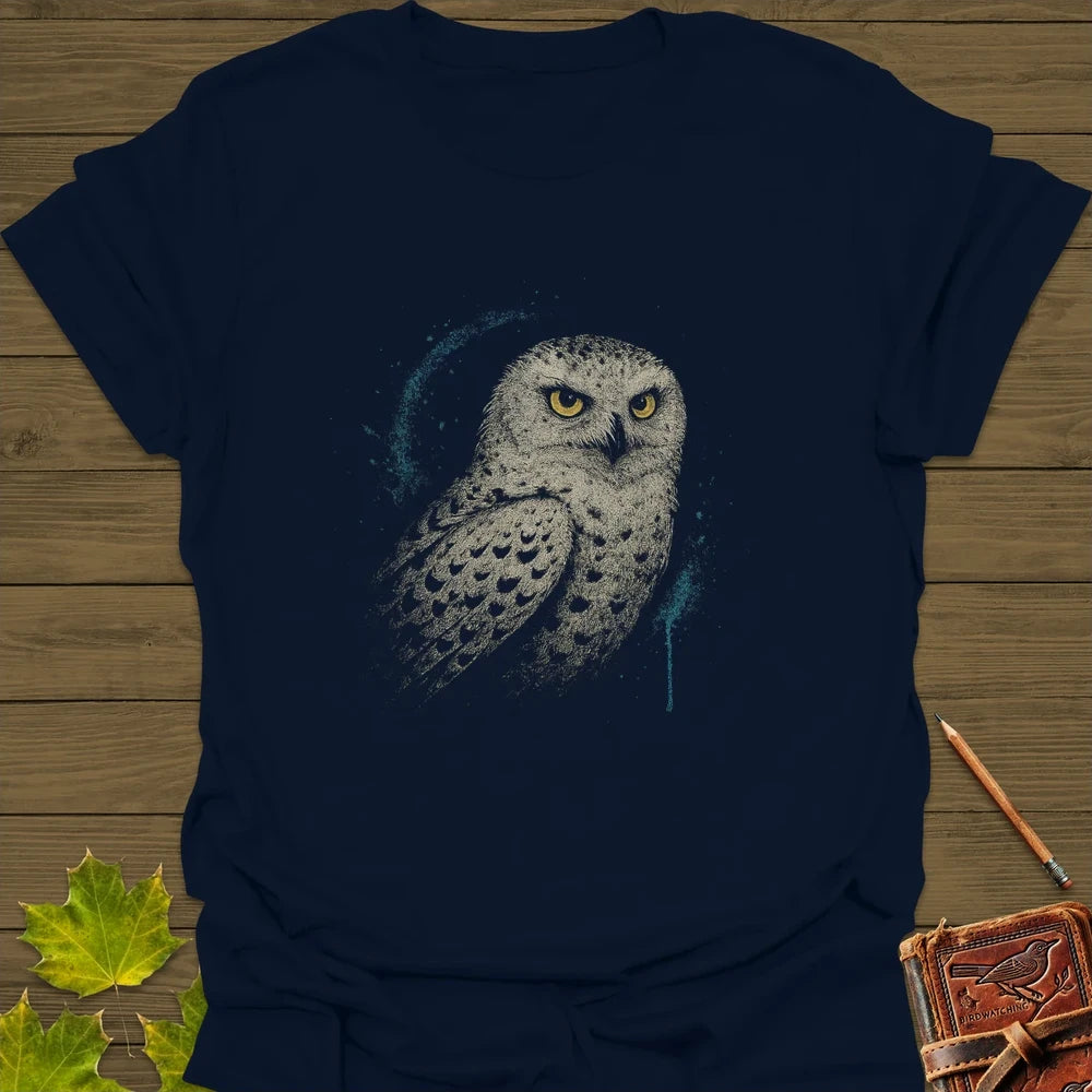 Snowy Owl Art T-Shirt Navy