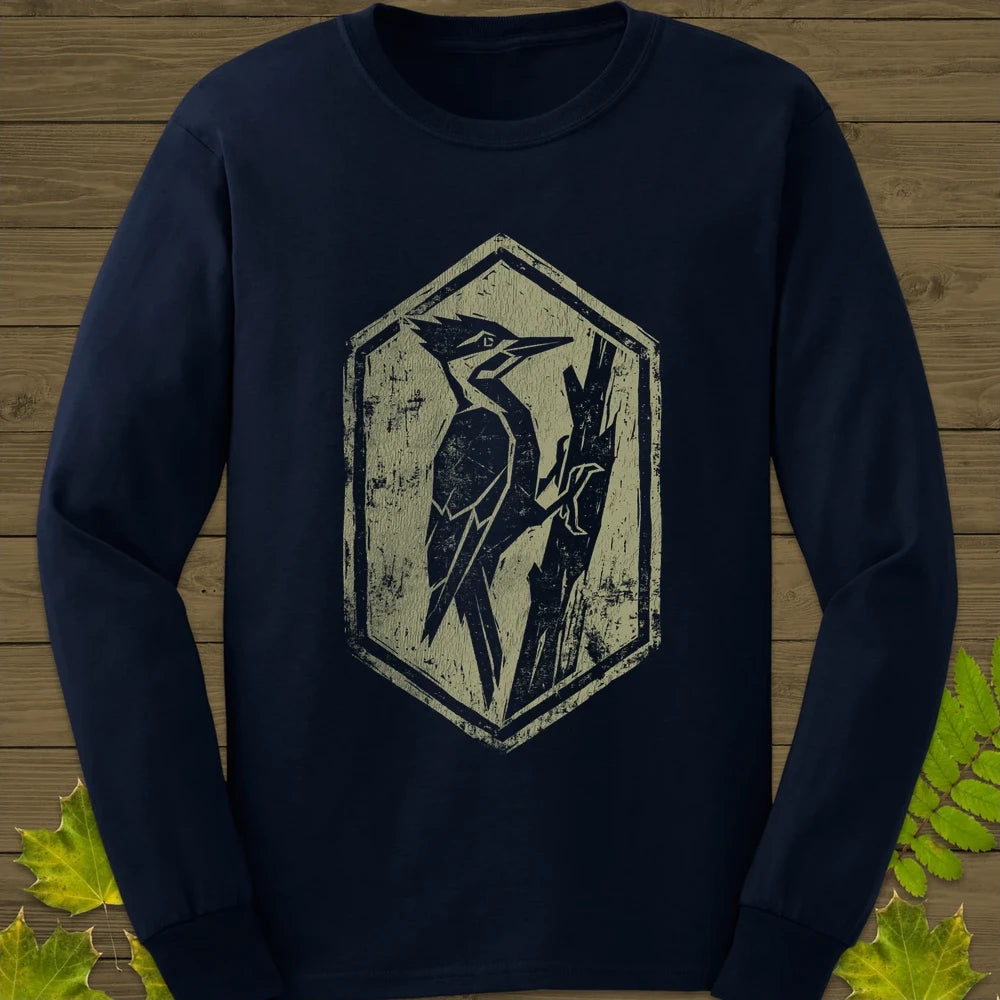 Woodpecker Silhouette Long Sleeve Navy