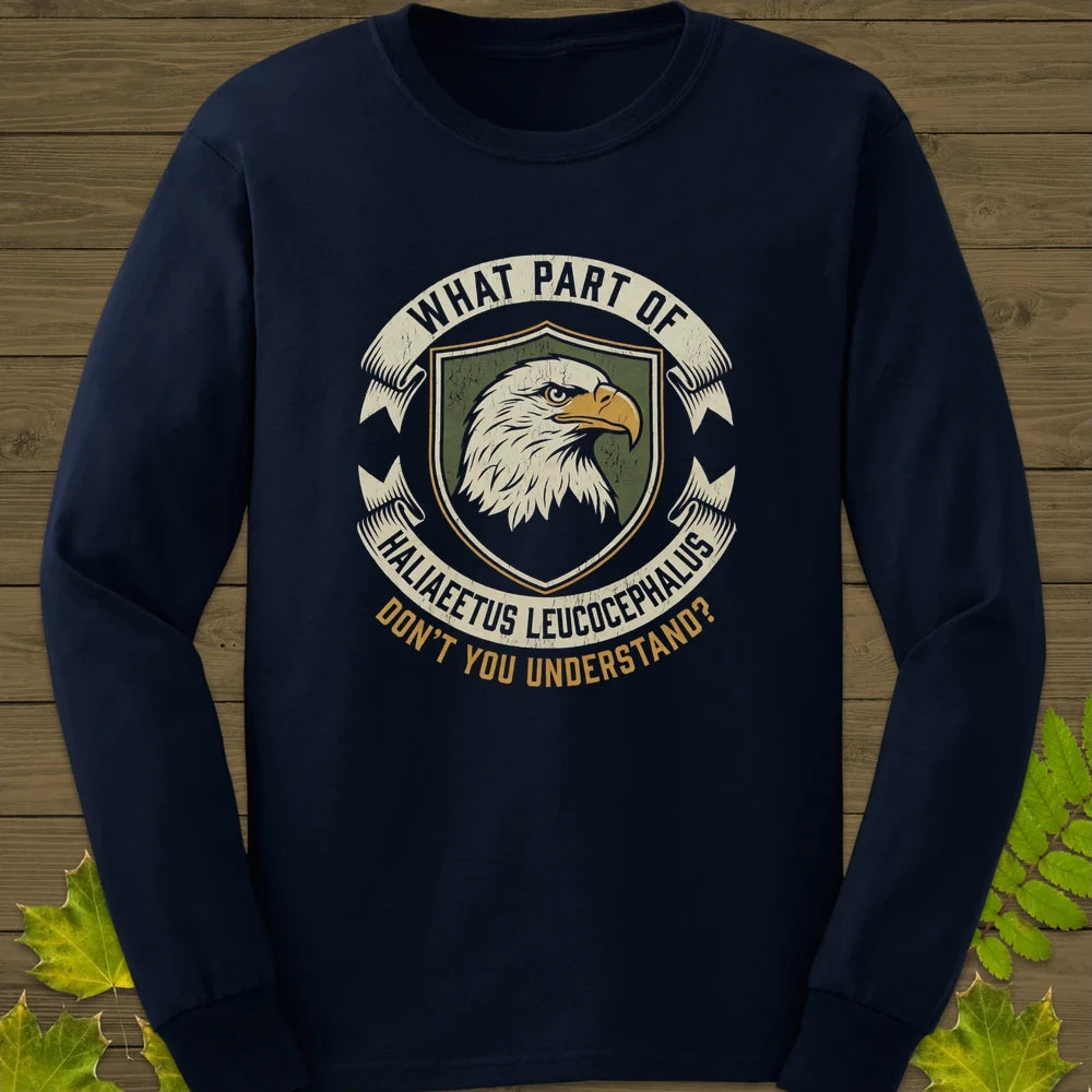 Nerdy Bald Eagle Long Sleeve Navy