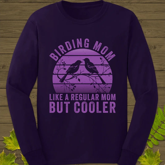 Cool Birding Mom Long Sleeve Purple