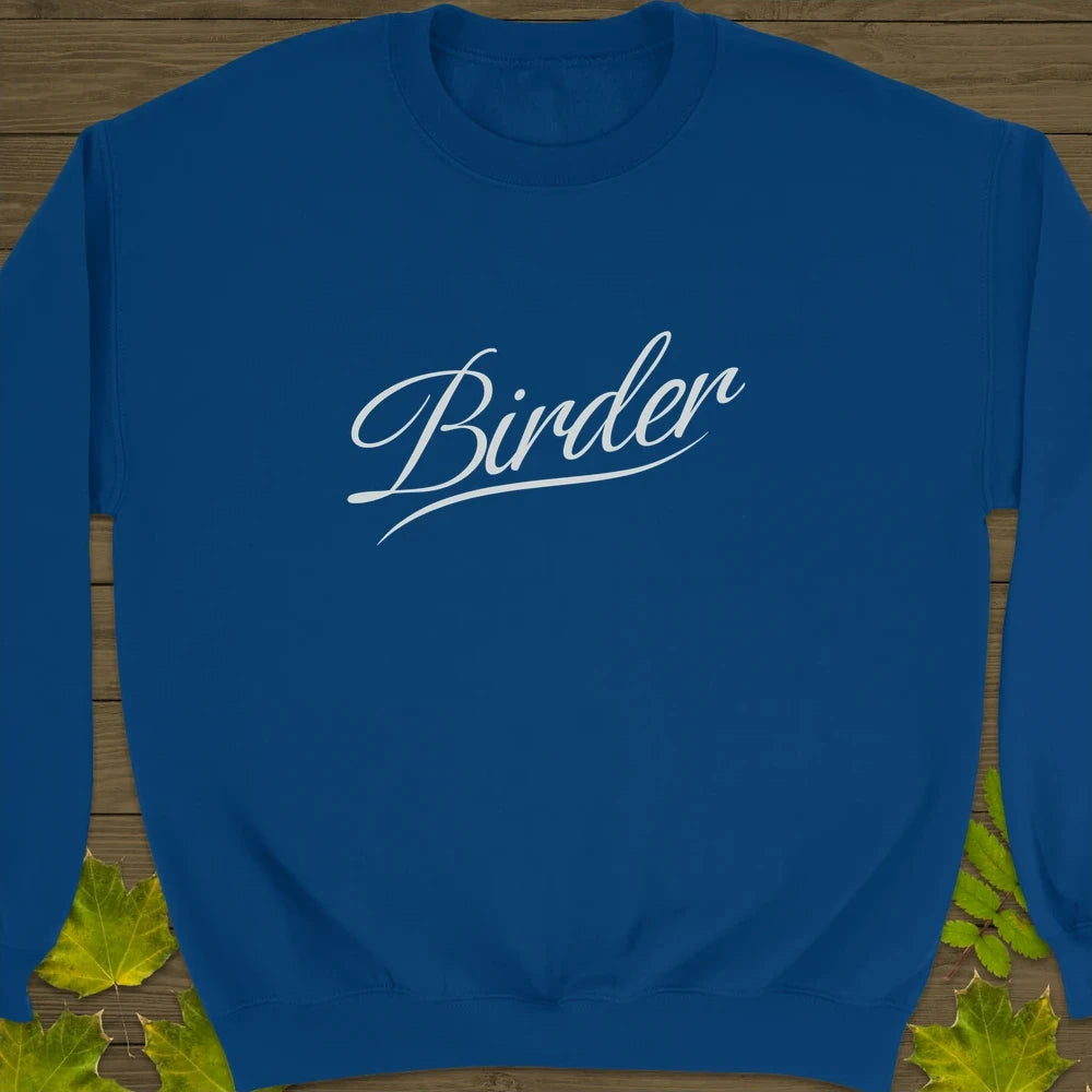 Elegant Birder Script Crewneck Sweatshirt Royal