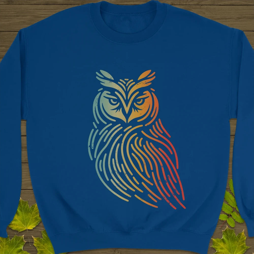 Modern Owl Silhouette Crewneck Sweatshirt Royal